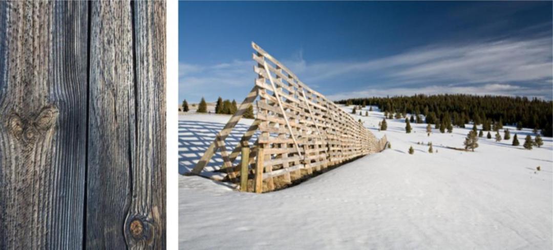 Wooden snow fence
