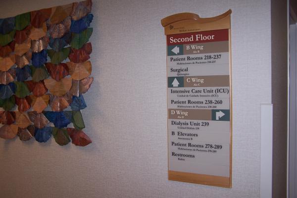 Modular, changeable wayfinding sign, directional sign, flexibility, highly customizable. Custom wood sign