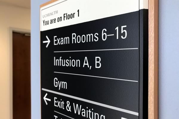 Hospital Signs, Changeable wayfinding sign, modular sign, directional sign